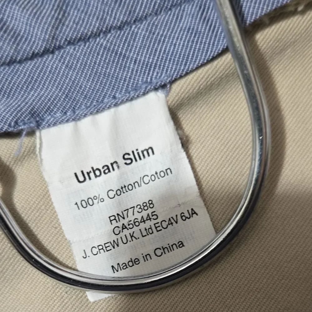 J. Crew Bowery Men's Classic Beige Urban Slim Fit Tan Khaki Chino Pants 32x32